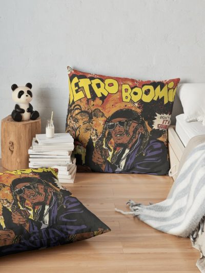 Copy Of Metro Boomin Heroes And Villains Album Graphic Throw Pillow Official Metro Boomin Merch