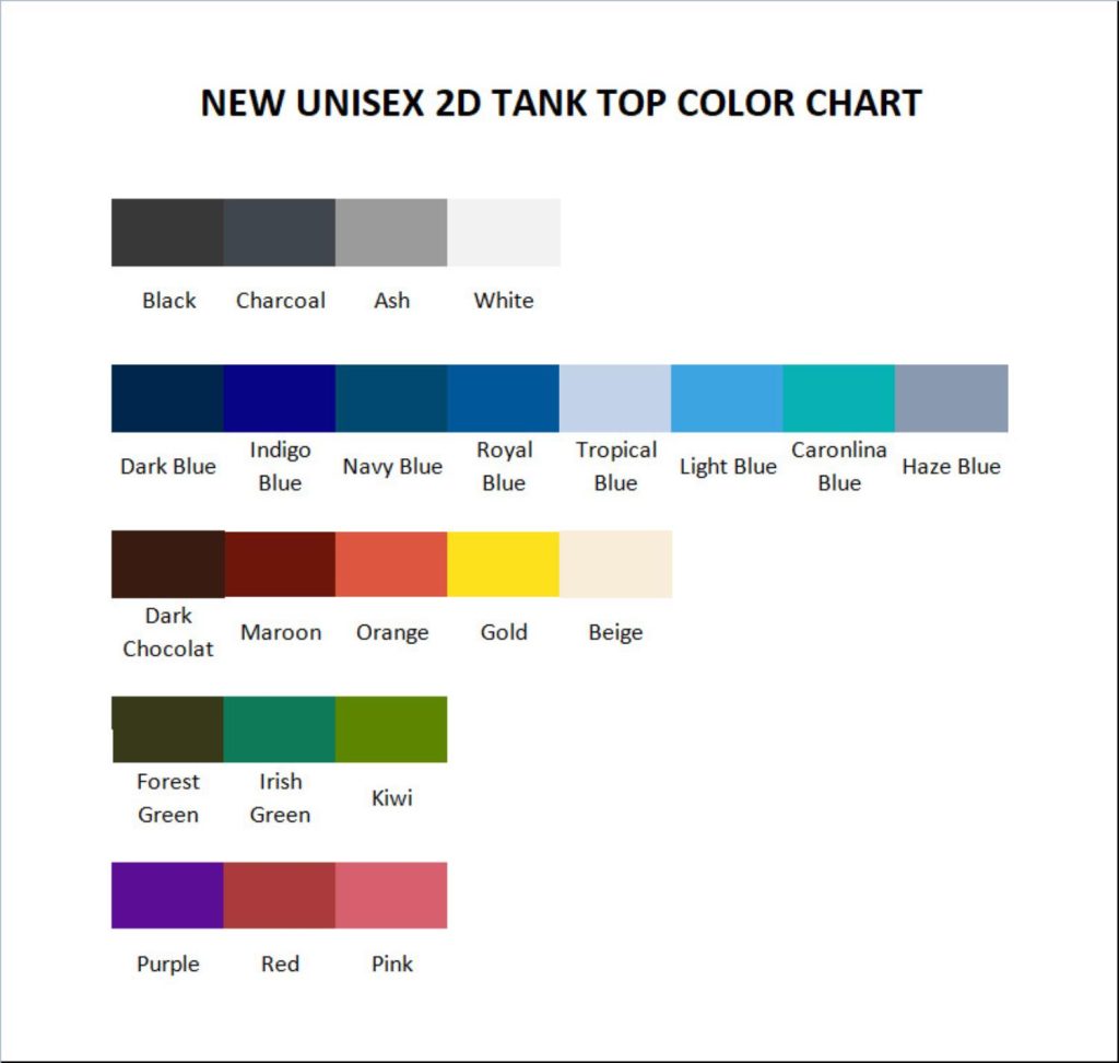 tank top color chart - Metro Boomin Shop